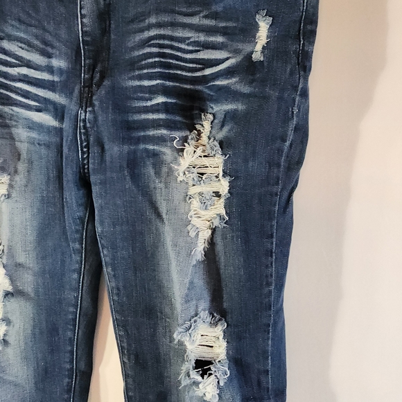 Machine Pour Neuf Mode Jeans Blue Wash Distressed Womens Sz 36 - Picture 3 of 16